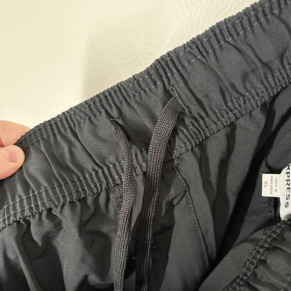 Express Men Sz XL Black Drawstring Elastic Waist Zip Pocket 7